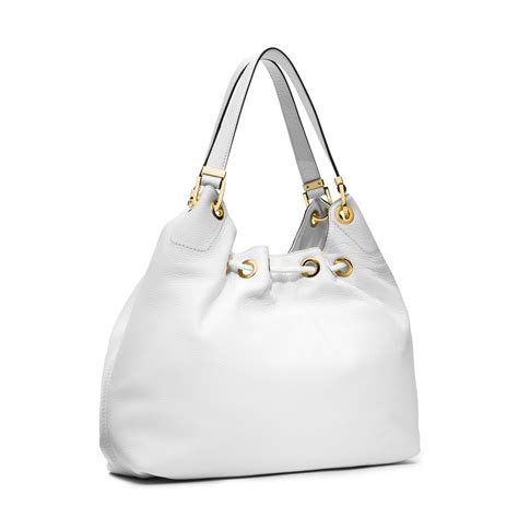 michael kors camden satchel white|Michael Kors leather bag.